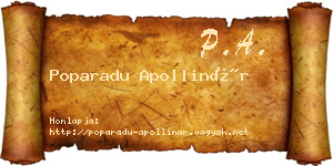 Poparadu Apollinár névjegykártya